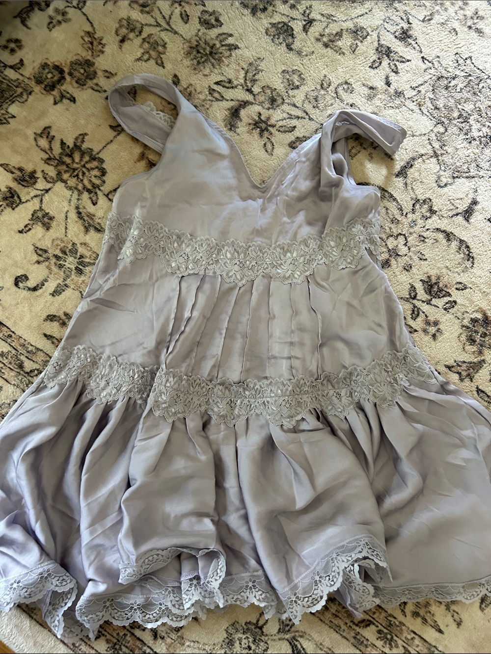 Free People Lavender Lace-Trim Mini Dress - Picture 4 of 5